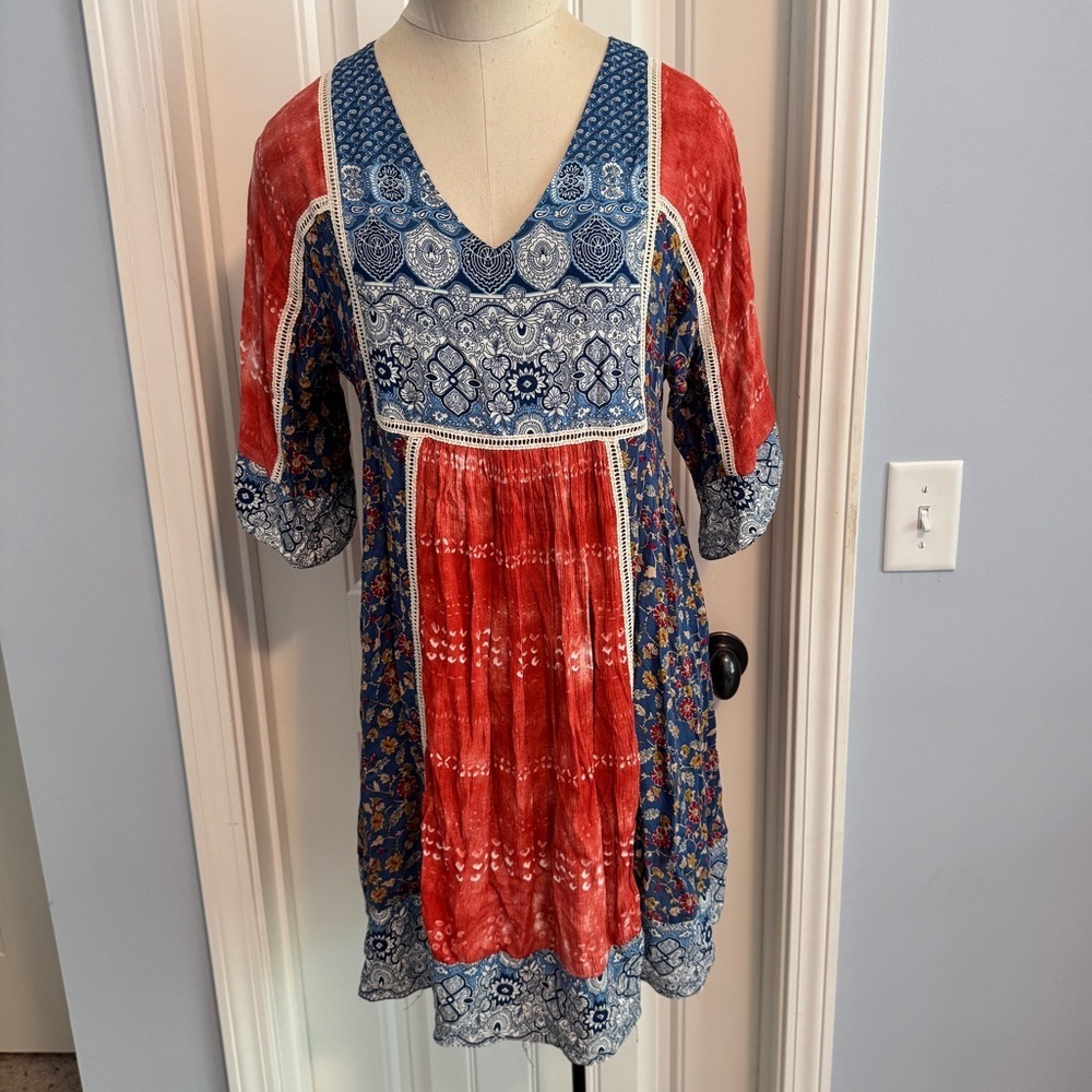 Sundance Xs Floral Patchwork Mini Shift Dress ~ B… - image 1